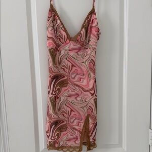 Princess Polly Slip Dress with Pink & Brown Swirl Print